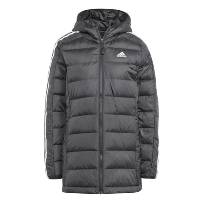 Black - Side - Adidas Womens-Ladies Essentials 3 Stripes Parka