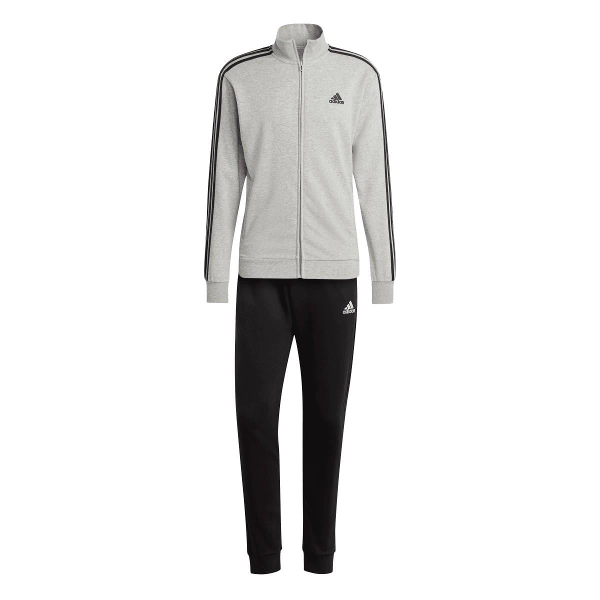 Grey - Back - Adidas Mens 3 Stripes French Terry Tracksuit