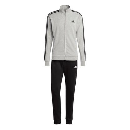 Grey - Back - Adidas Mens 3 Stripes French Terry Tracksuit