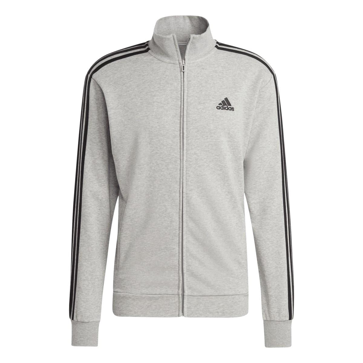 Grey - Front - Adidas Mens 3 Stripes French Terry Tracksuit