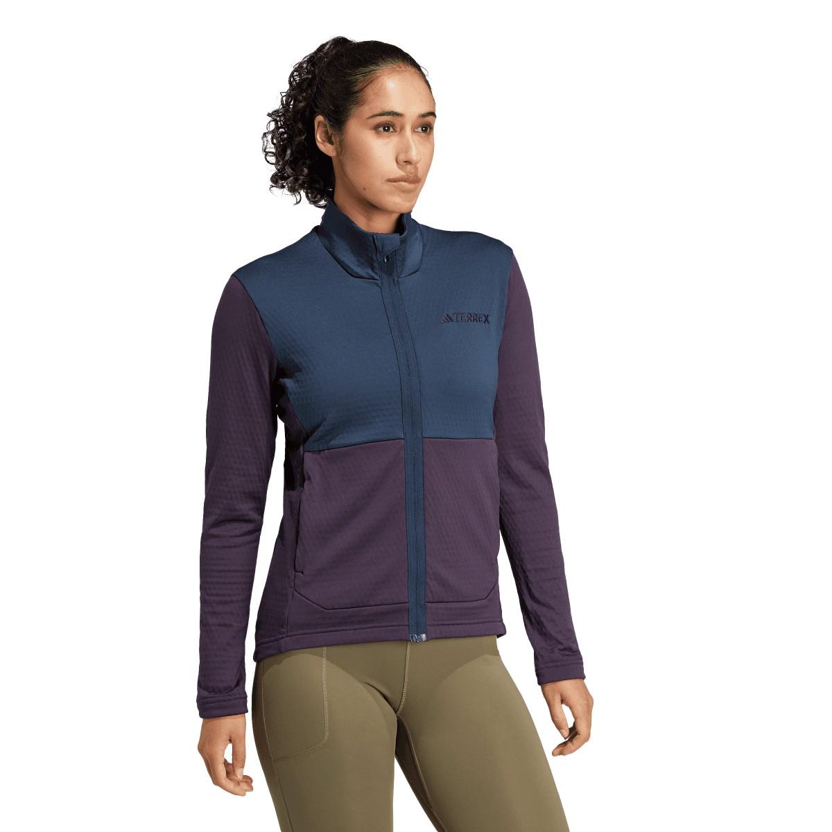 Black - Close up - Adidas Womens-Ladies Terrex Multi Full Zip Fleece Jacket