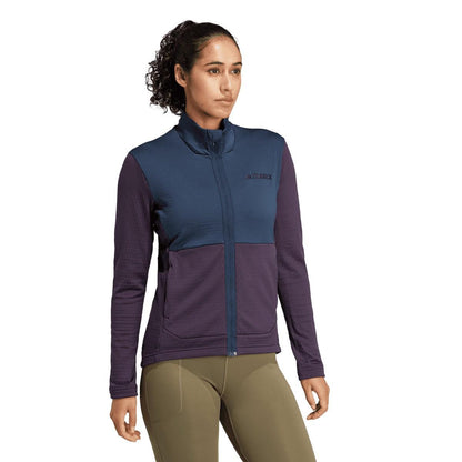 Black - Close up - Adidas Womens-Ladies Terrex Multi Full Zip Fleece Jacket