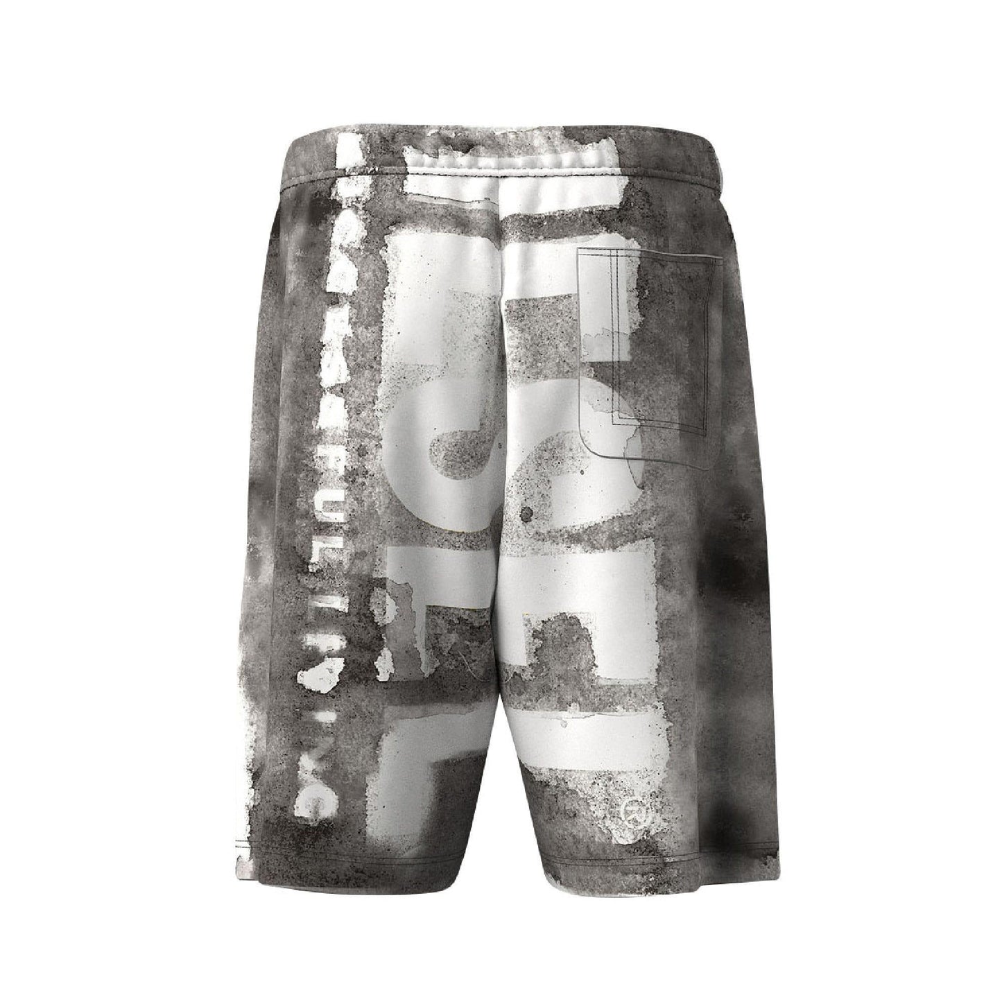 Grey - Back - Diesel Mens P-Marshy Logo Shorts