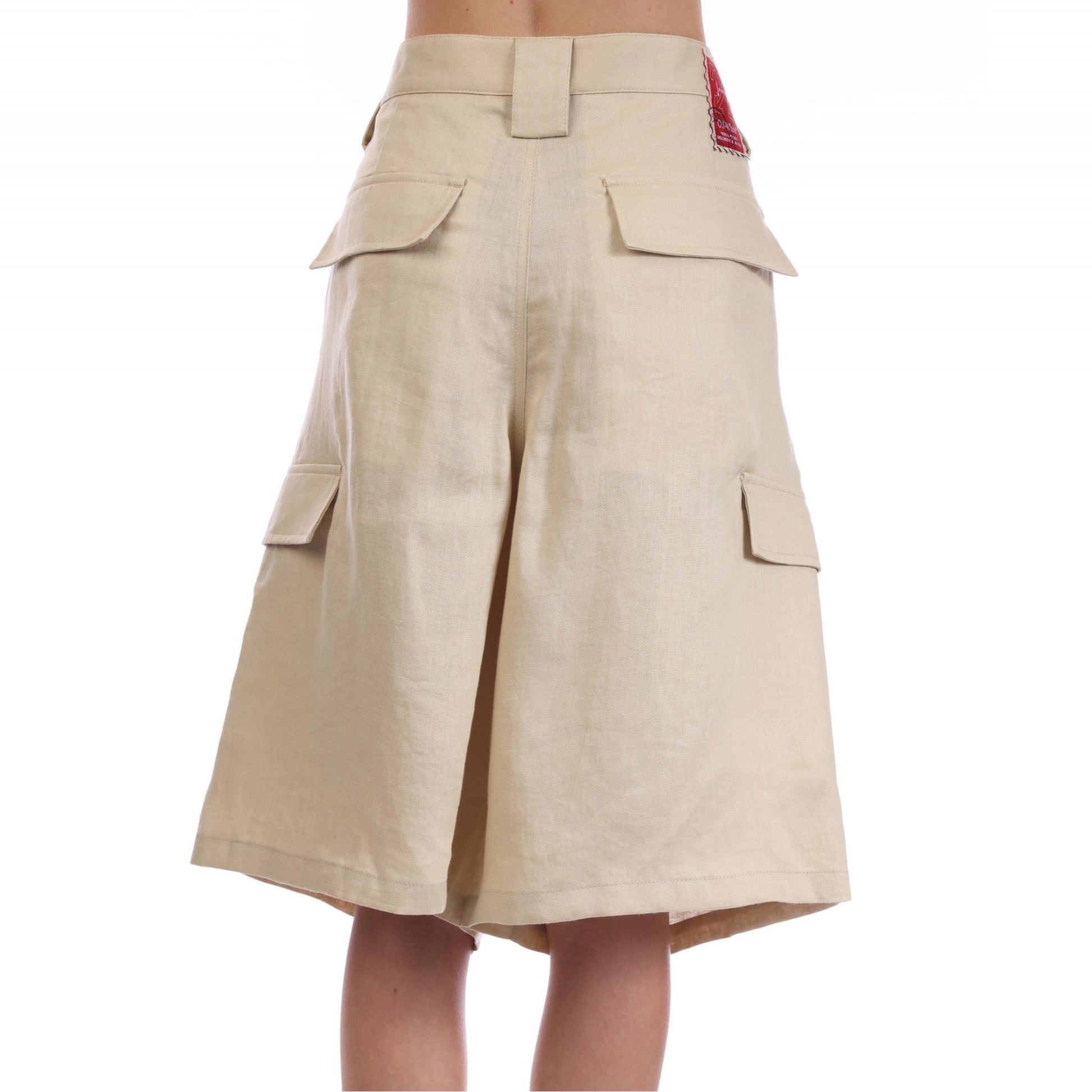 Beige - Lifestyle - Off White Mens Linen Cargo Shorts