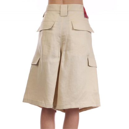 Beige - Lifestyle - Off White Mens Linen Cargo Shorts