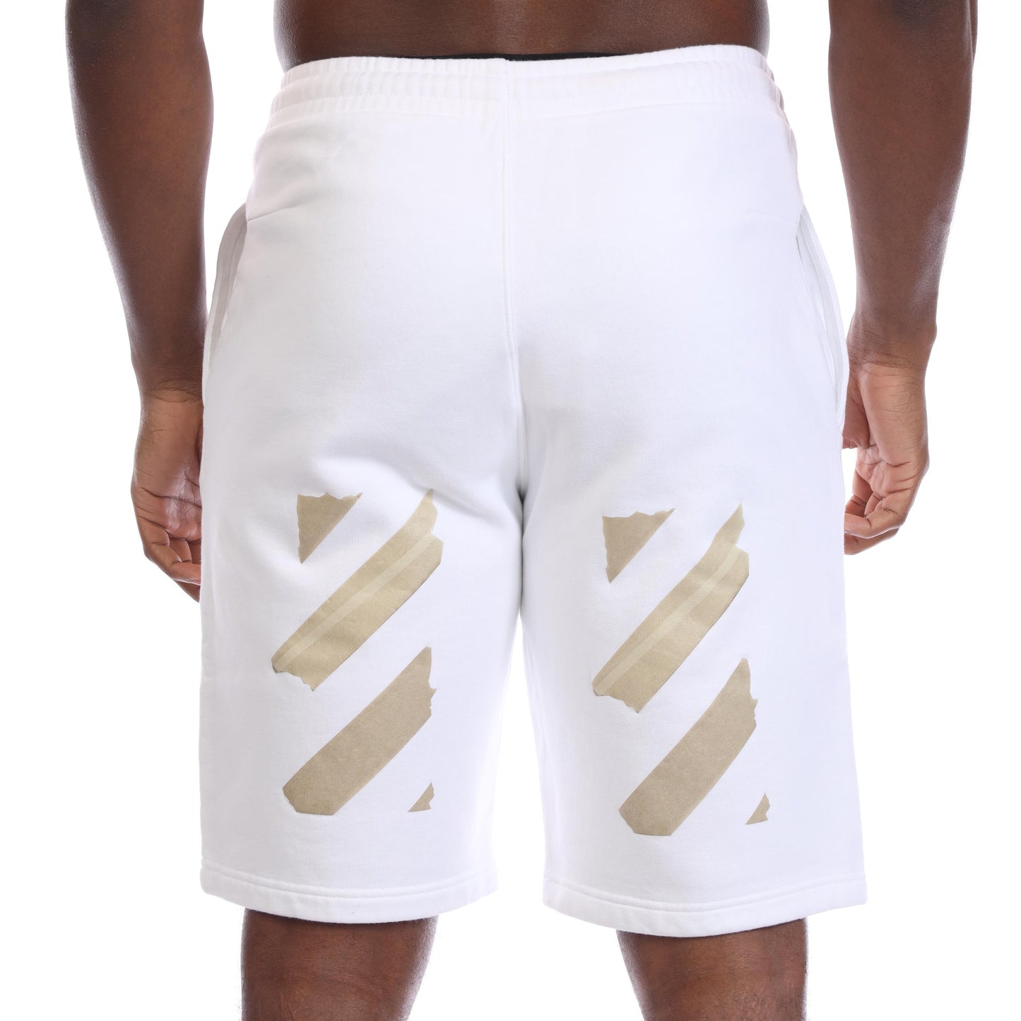 White - Back - Off White Mens Arrow Taped Shorts