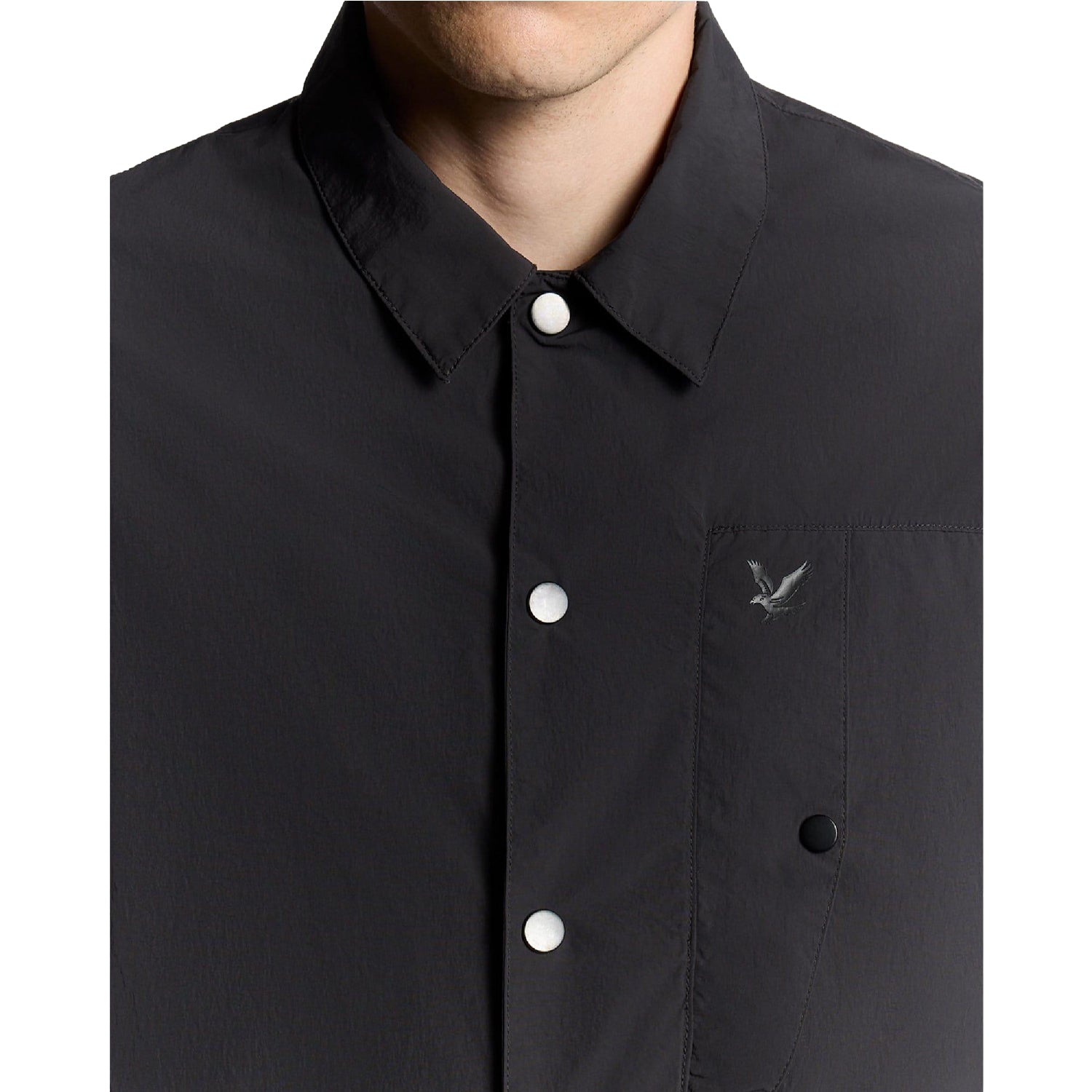 Black - Side - Lyle & Scott Mens Crinkle Oversized Shirt