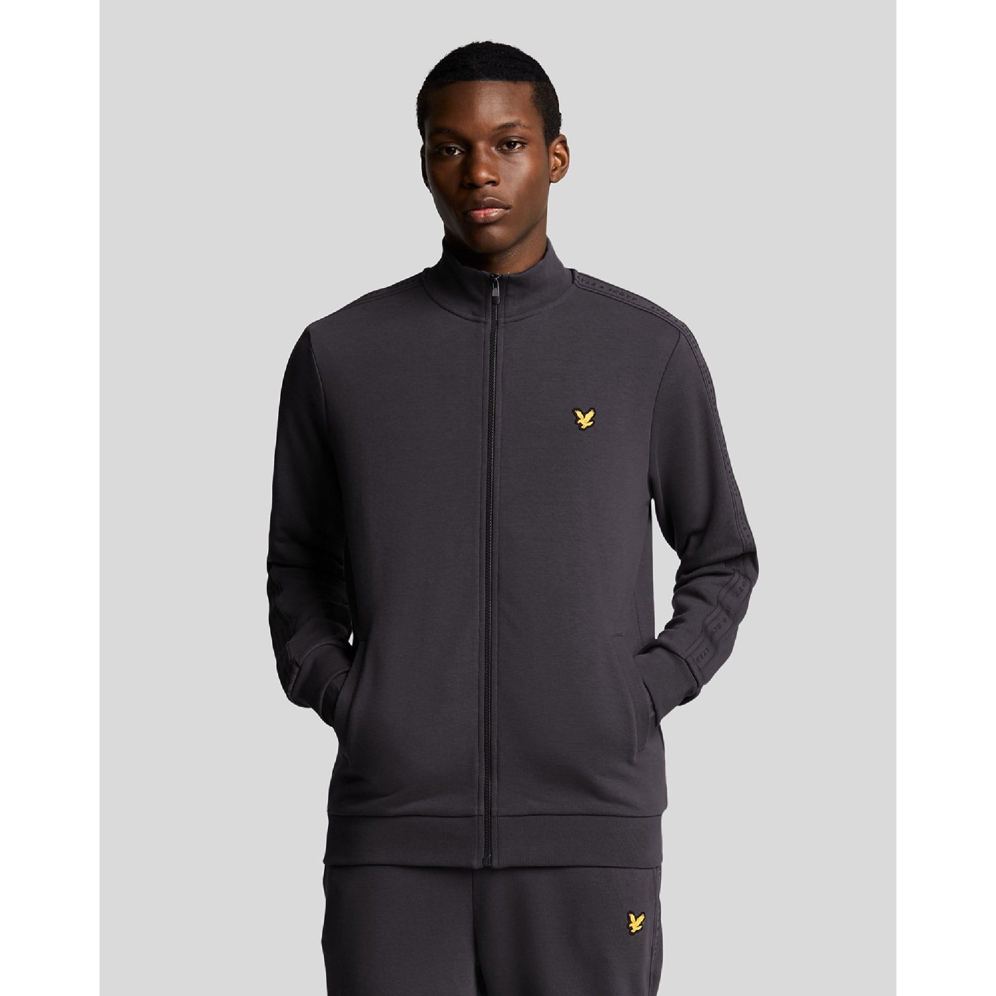 Grey - Back - Lyle & Scott Mens Taped Jacket