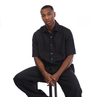 Black - Lifestyle - Off White Mens Linen 90s Bowling Shirt