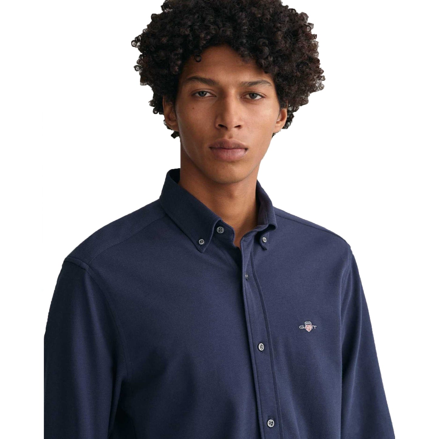 Navy - Back - Gant Mens Pique Jersey Regular Shirt