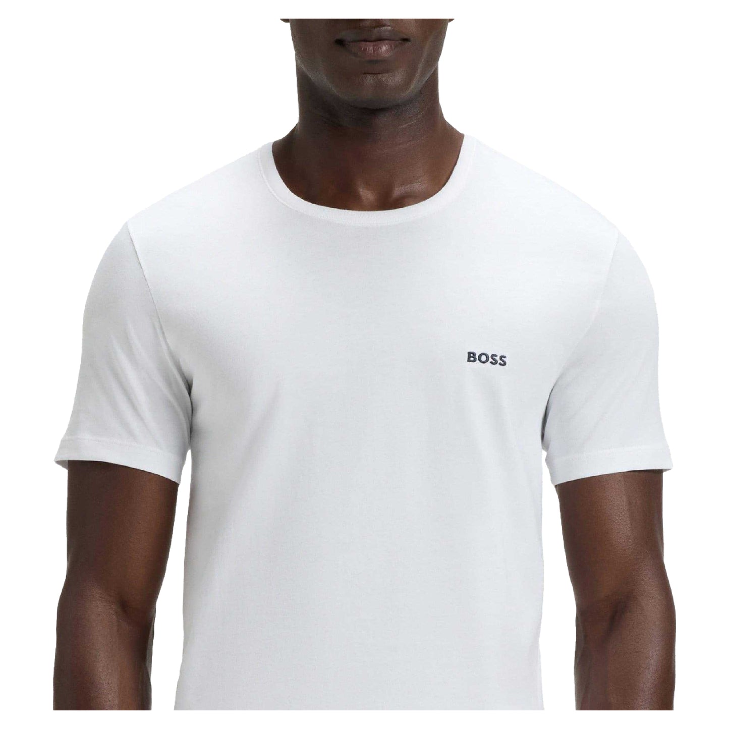 White-Black-Dark Grey - Side - Boss Mens Embroidered Logo T-Shirt (Pack of 3)