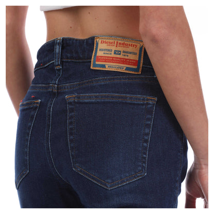 Blue - Lifestyle - Diesel Womens-Ladies 2018 Slandy Low Leather Badge Skinny Jeans
