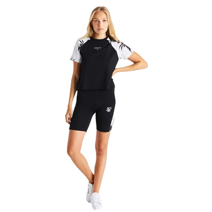Black - Lifestyle - SikSilk Womens-Ladies Floral Panelled T-Shirt
