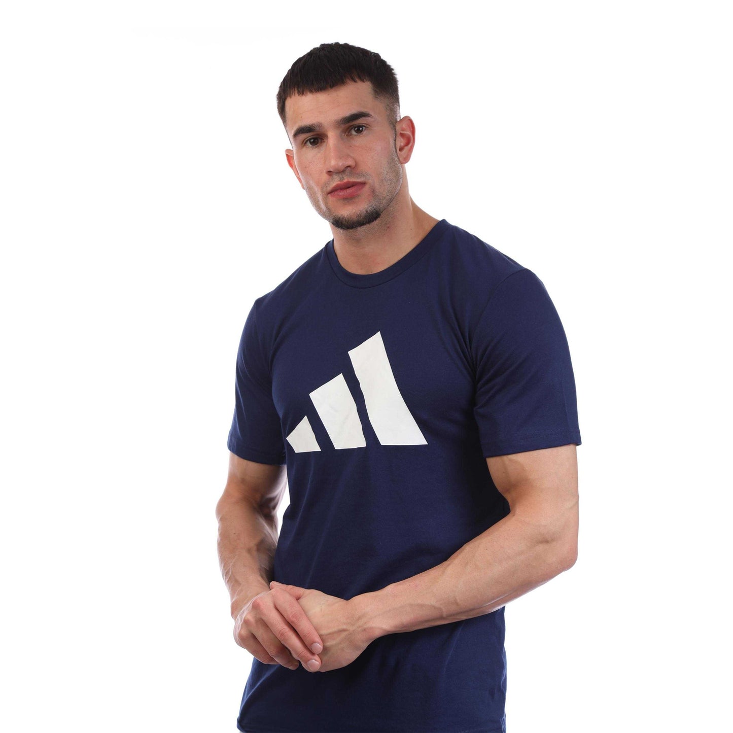 Blue - Side - Adidas Mens Train Essentials Feelready Logo Training T-Shirt