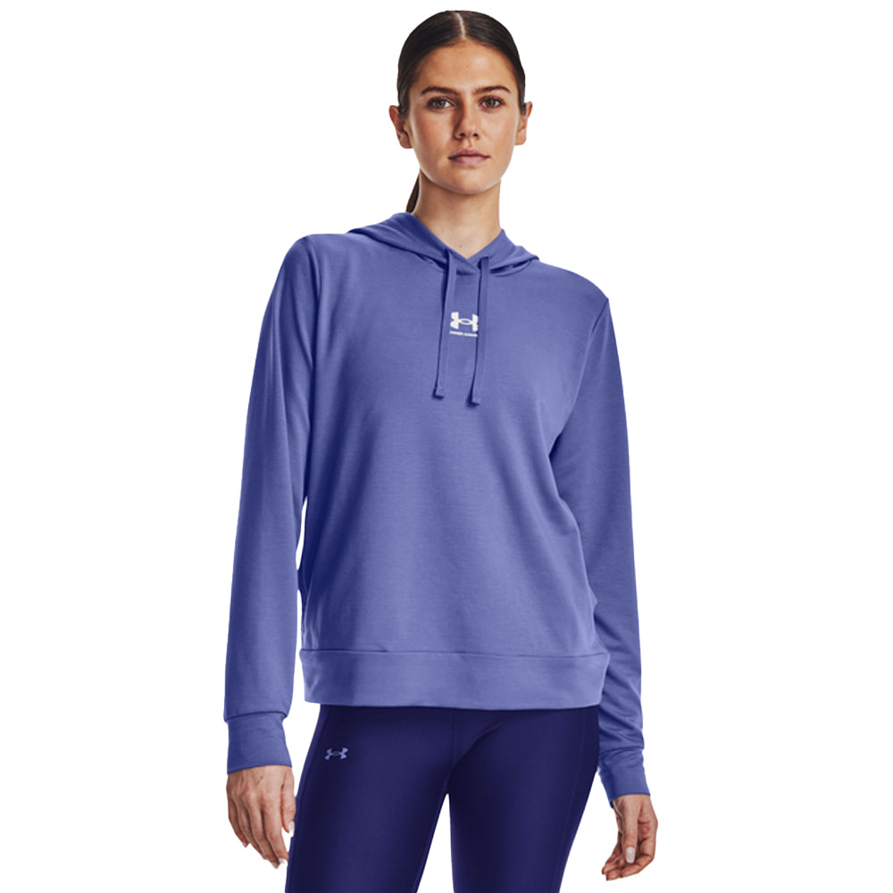Blue - Side - Under Armour Womens-Ladies Rival Terry Hoodie