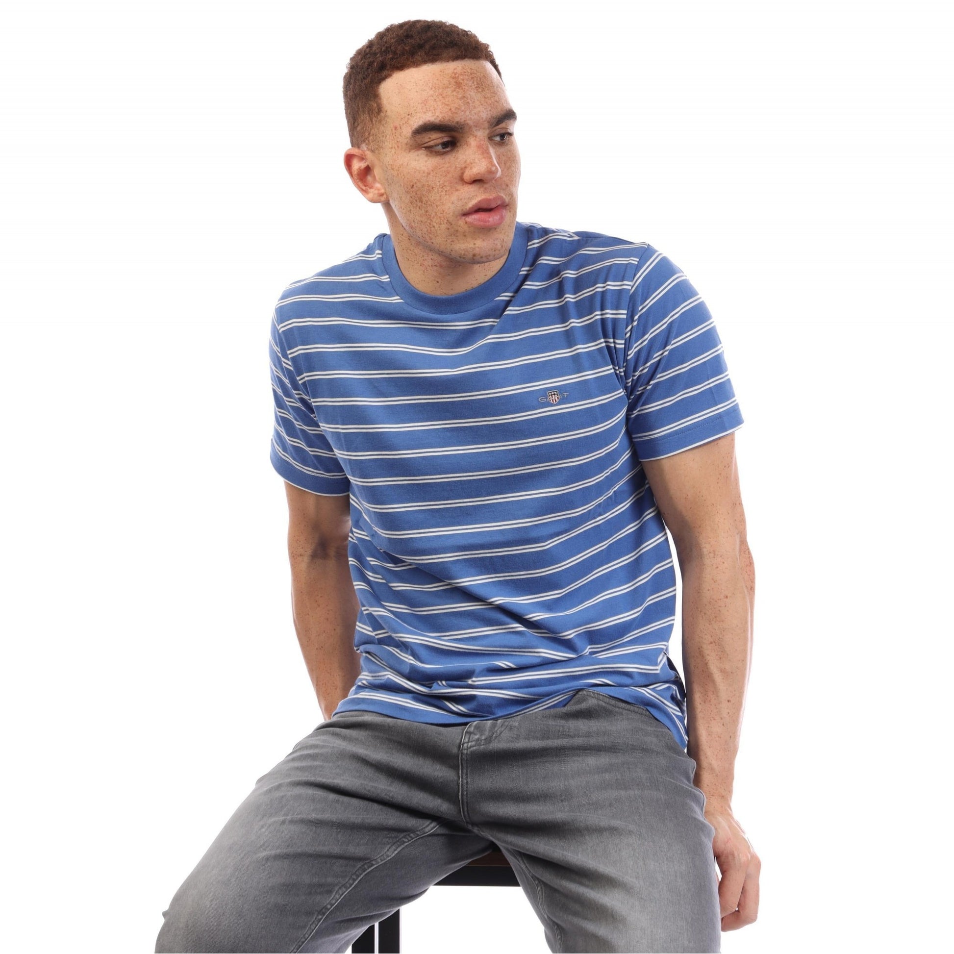 Blue - Lifestyle - Gant Mens Striped T-Shirt