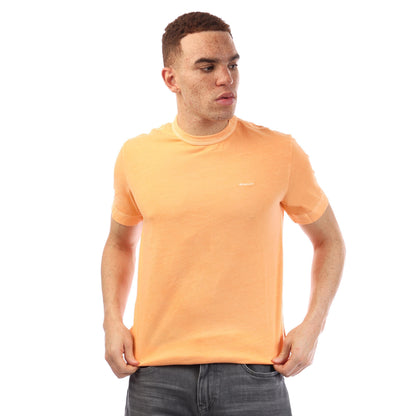 Orange - Front - Gant Mens Sun Faded T-Shirt