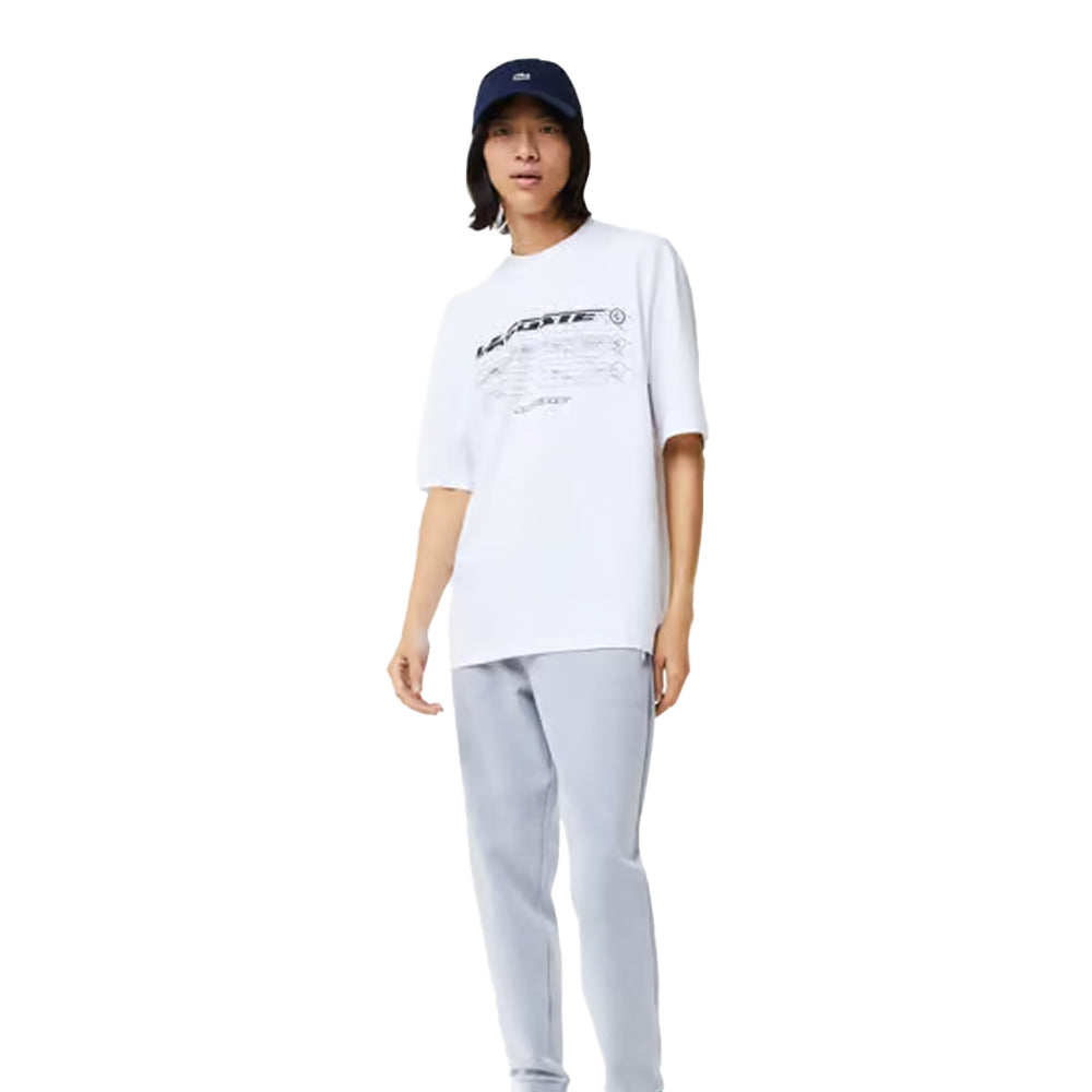 White - Side - Lacoste Mens Organic Cotton Loose Fit T-Shirt