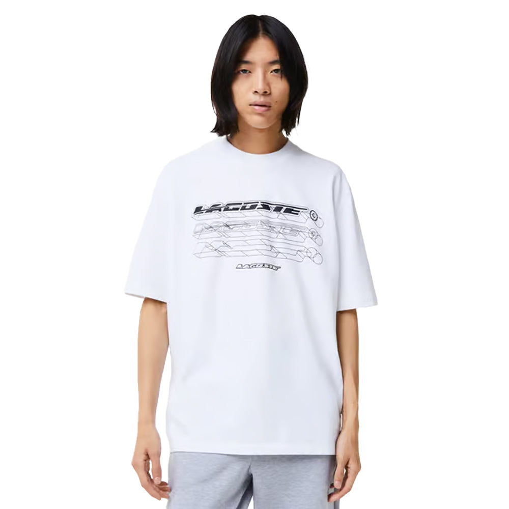 White - Front - Lacoste Mens Organic Cotton Loose Fit T-Shirt