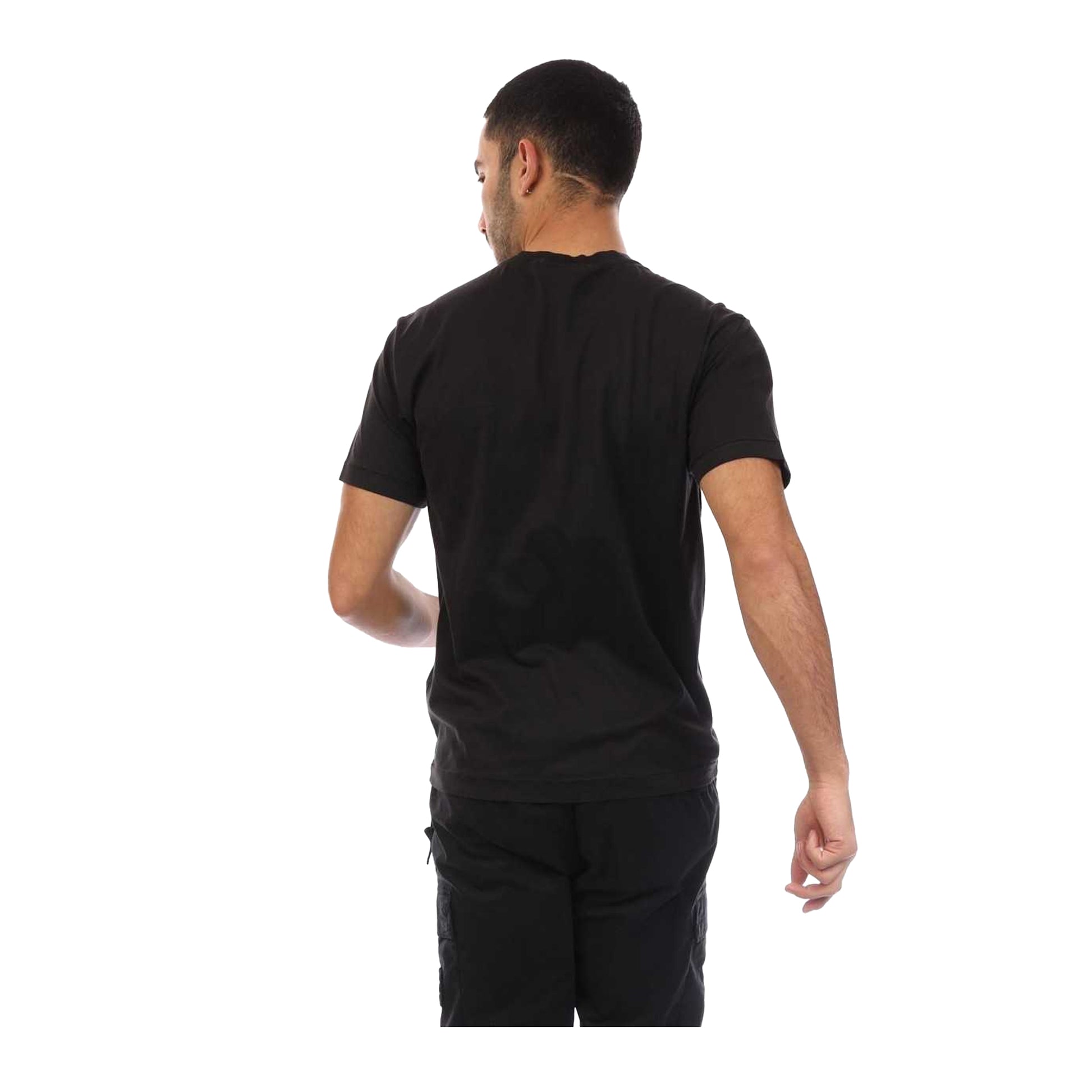 Black - Back - Stone Island Mens T-Shirt Cotton Slim Jersey