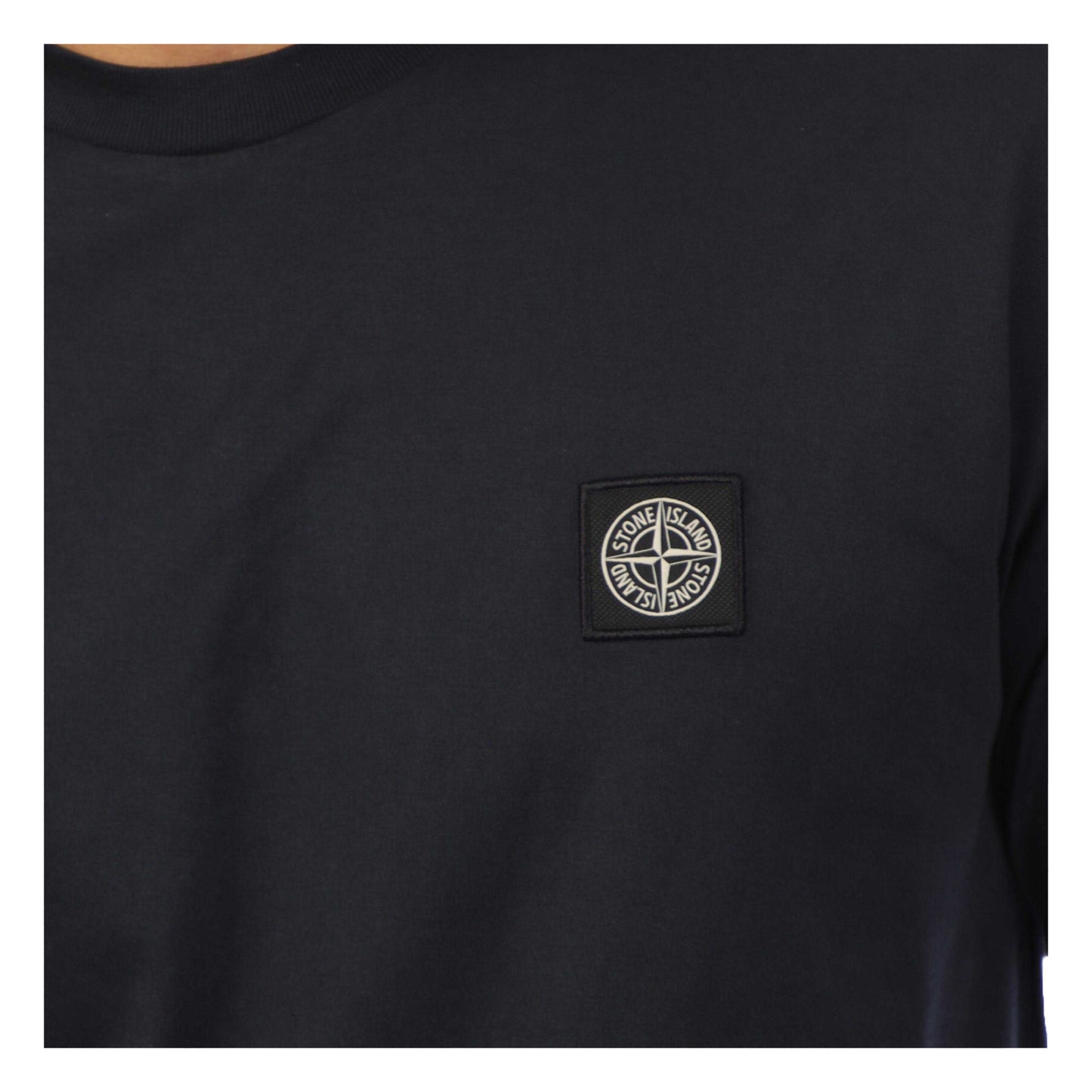Navy - Side - Stone Island Mens T-Shirt Cotton Slim Jersey