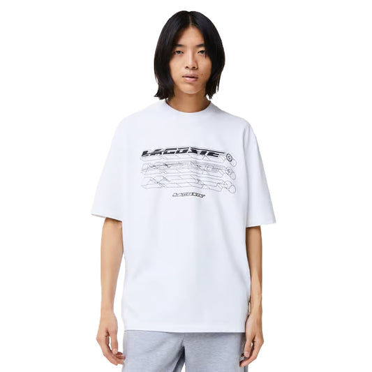 White - Front - Lacoste Mens Organic Cotton Loose Fit T-Shirt