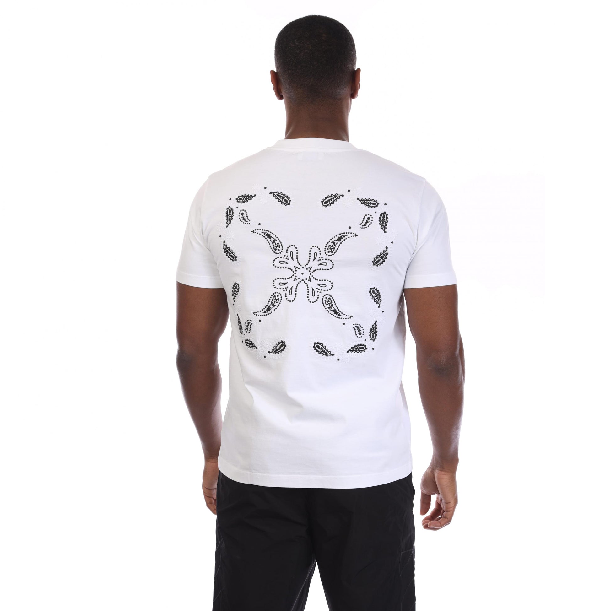White-Black - Back - Off White Mens Arrow Bandana Slim T-Shirt