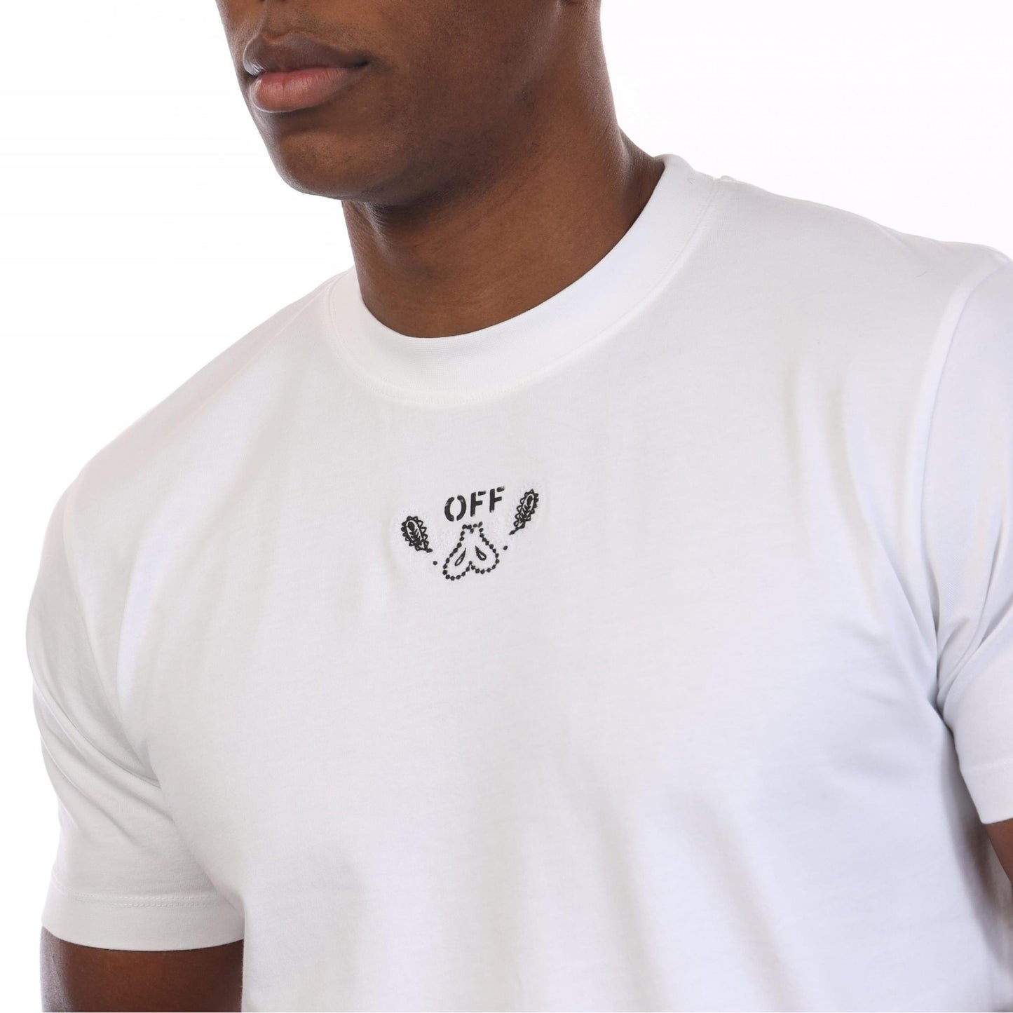 White-Black - Side - Off White Mens Arrow Bandana Slim T-Shirt