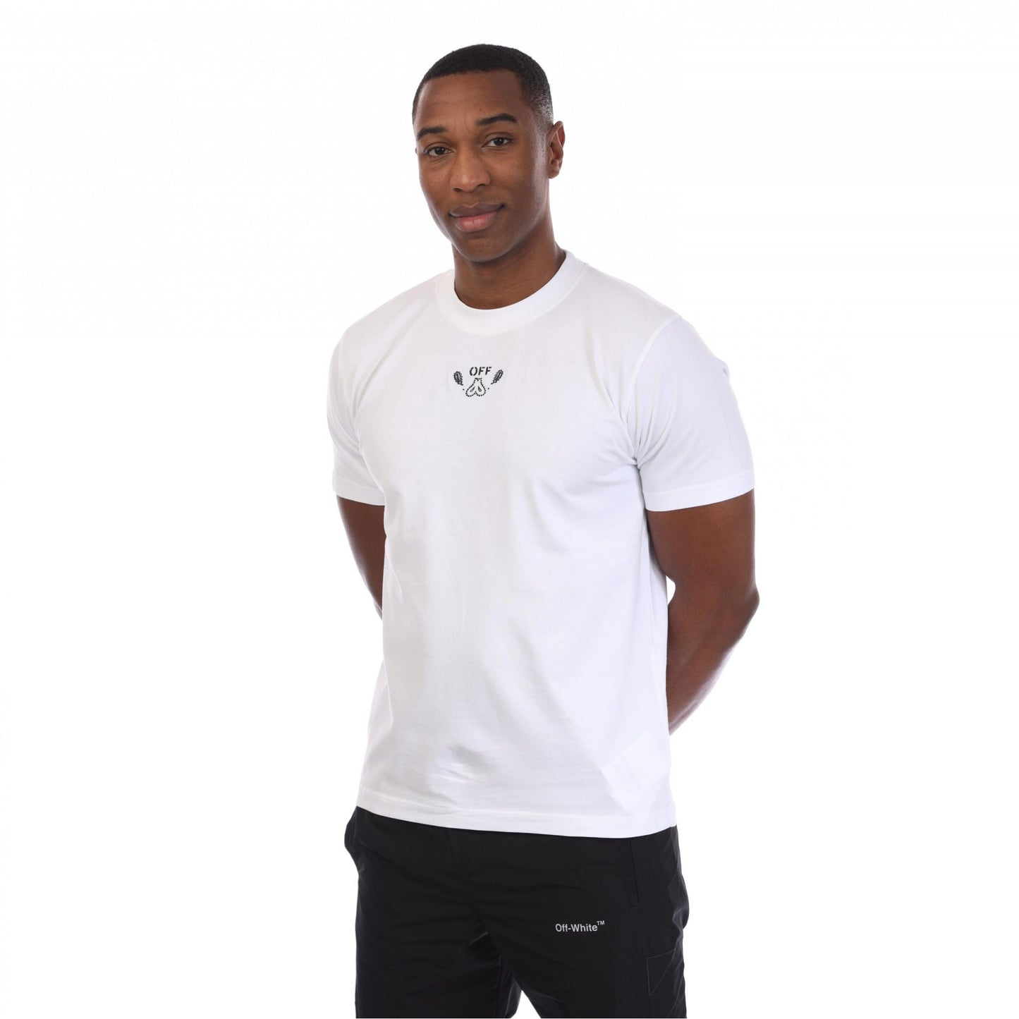 White-Black - Front - Off White Mens Arrow Bandana Slim T-Shirt