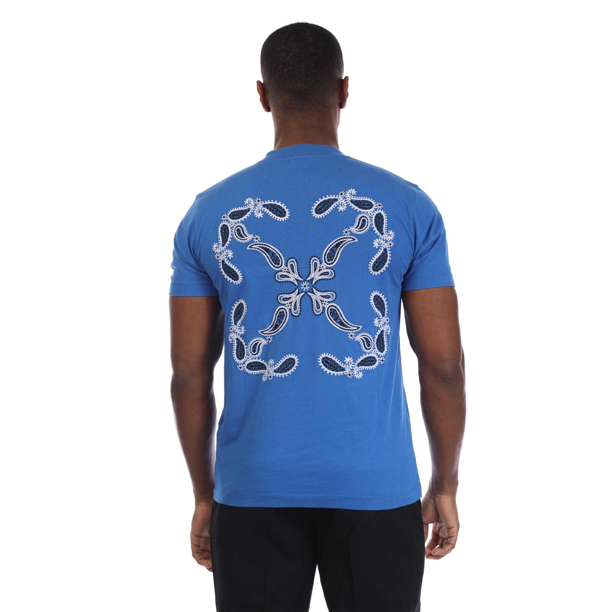 Blue-White - Back - Off White Mens Arrow Bandana T-Shirt