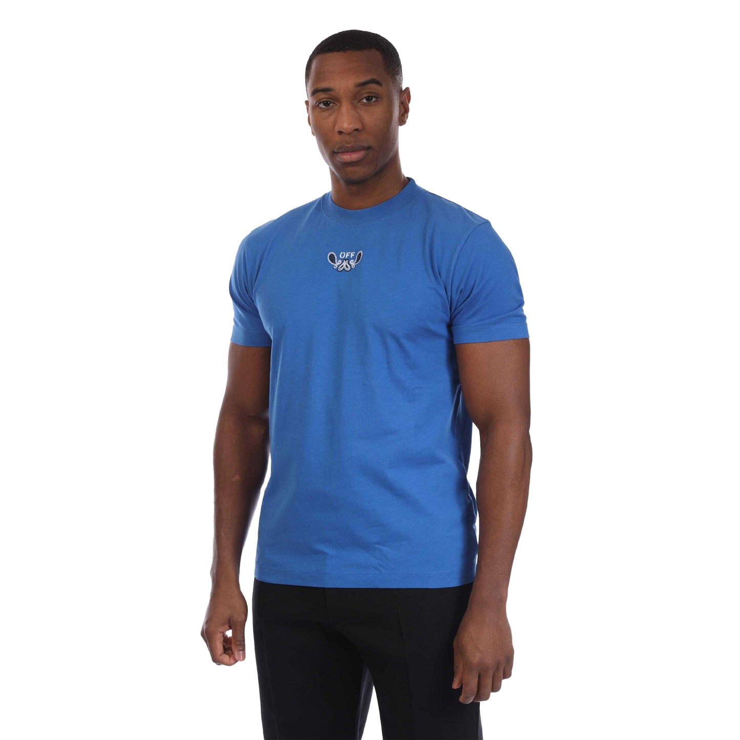 Blue-White - Front - Off White Mens Arrow Bandana T-Shirt