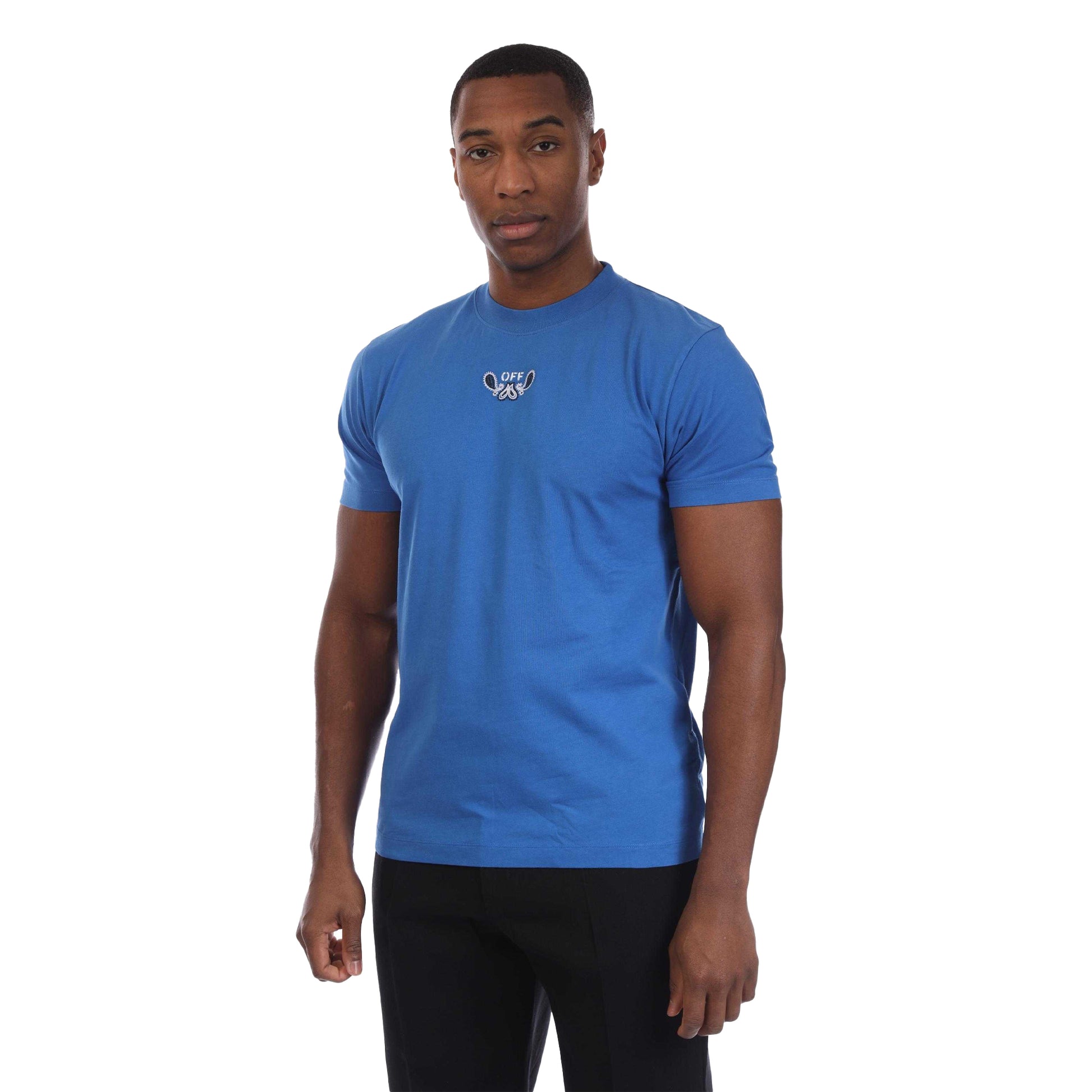 Blue-White - Front - Off White Mens Arrow Bandana T-Shirt
