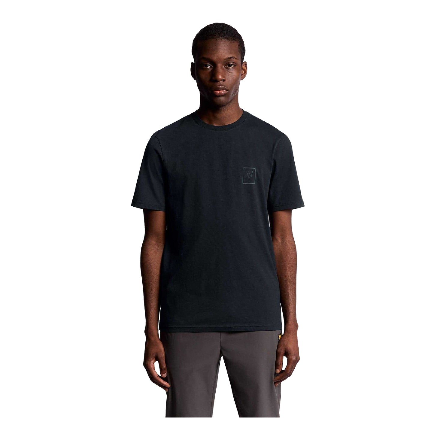 Navy - Front - Lyle & Scott Mens Graphic Rubberised Logo T-Shirt