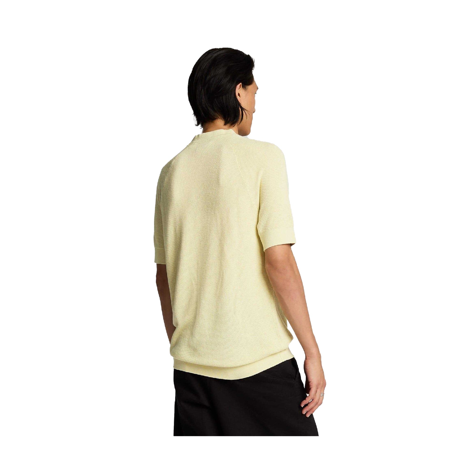 Beige - Back - Lyle & Scott Mens Knitted Regular T-Shirt