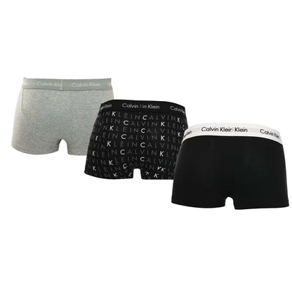Black-Grey - Back - Calvin Klein Mens Cotton Low Rise Boxer Shorts (Pack of 3)