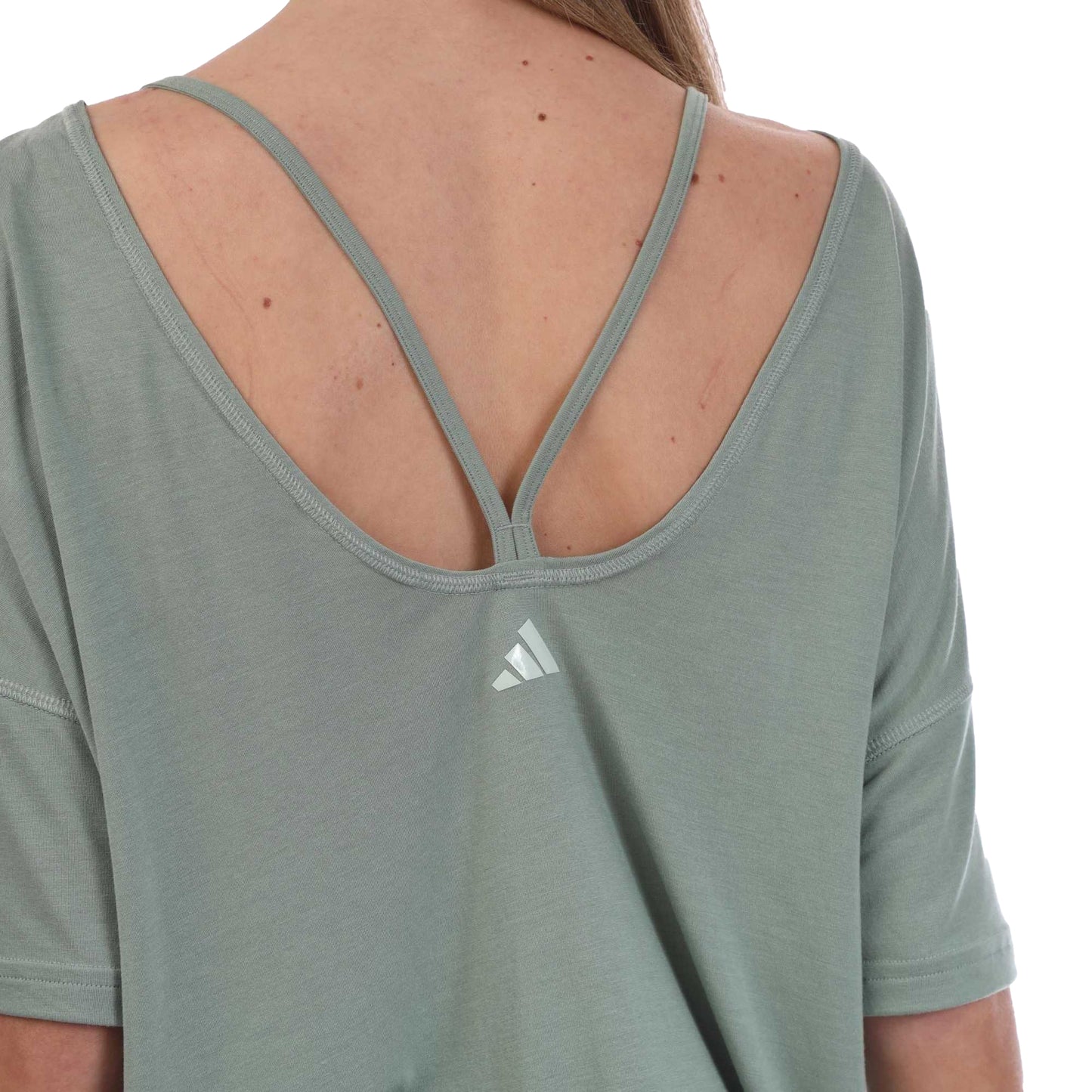 Green - Lifestyle - Adidas Womens-Ladies Studio Oversized Yoga T-Shirt
