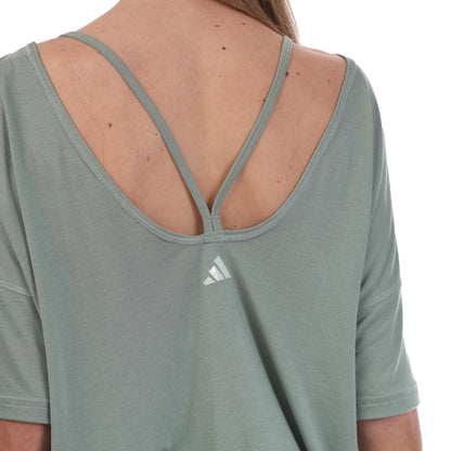 Green - Lifestyle - Adidas Womens-Ladies Studio Oversized Yoga T-Shirt