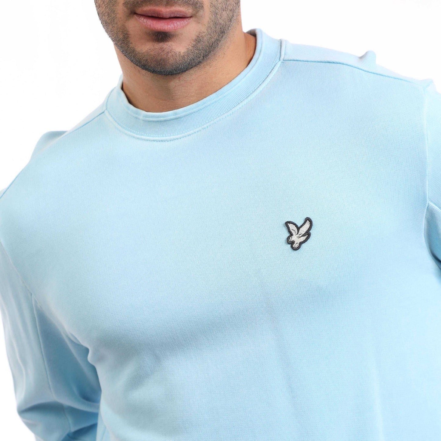 Blue - Side - Lyle & Scott Mens Natural Dyed Crew Neck Sweatshirt