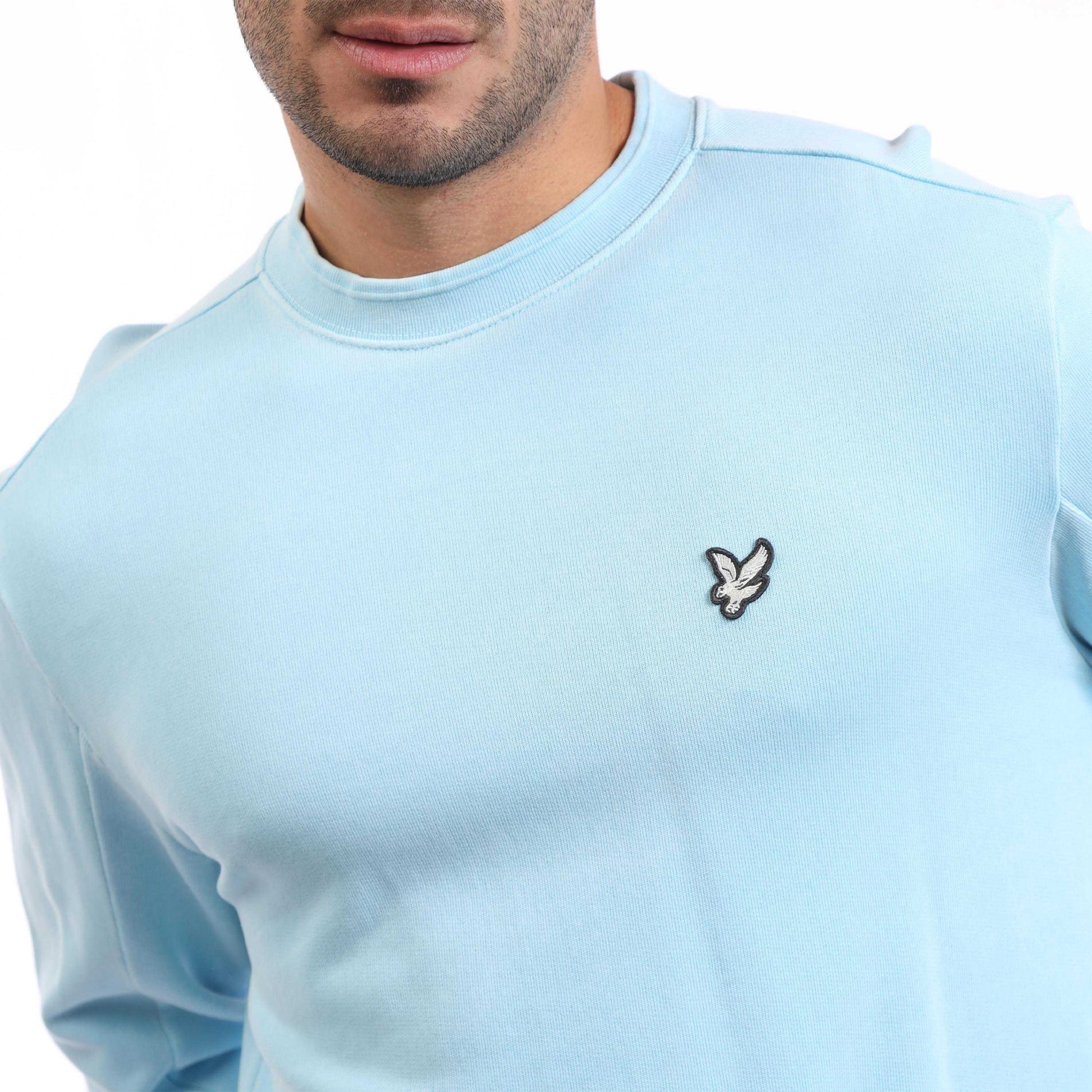 Blue - Side - Lyle & Scott Mens Natural Dyed Crew Neck Sweatshirt