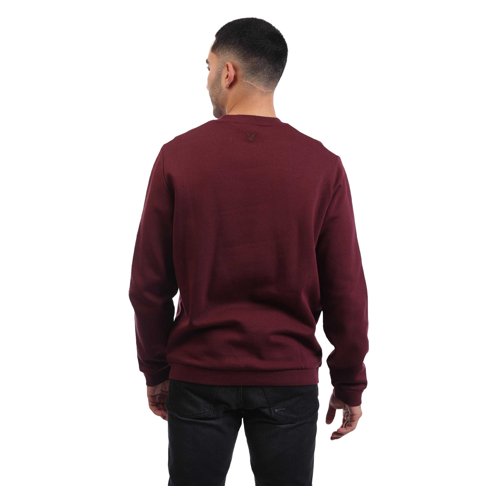 Red - Back - Lyle & Scott Mens Logo Brushed Back Crew Neck Jumper