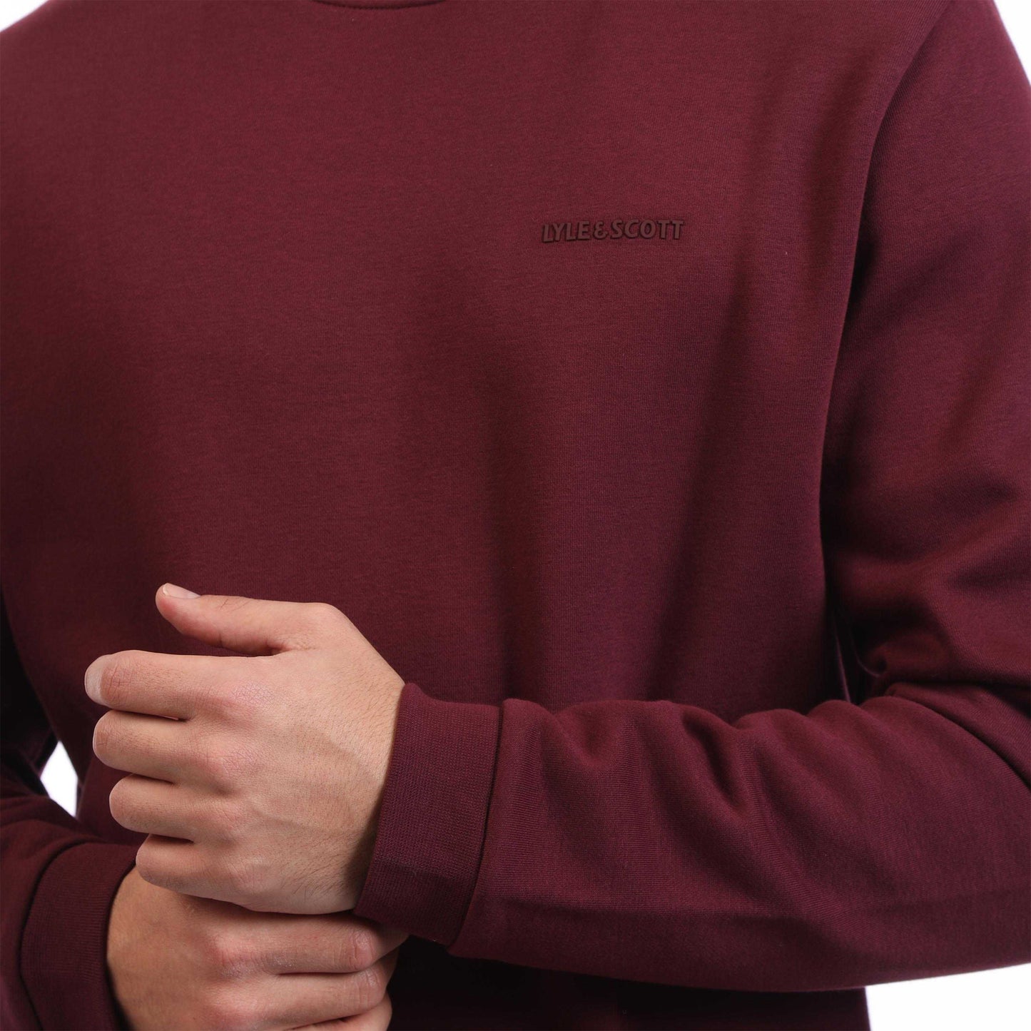 Red - Side - Lyle & Scott Mens Logo Brushed Back Crew Neck Jumper