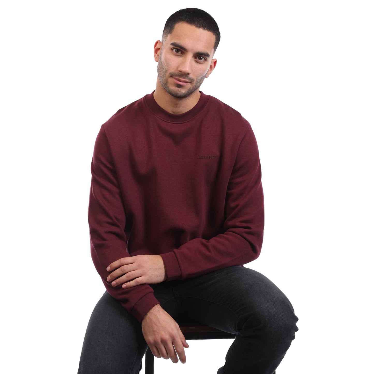 Red - Lifestyle - Lyle & Scott Mens Logo Brushed Back Crew Neck Jumper