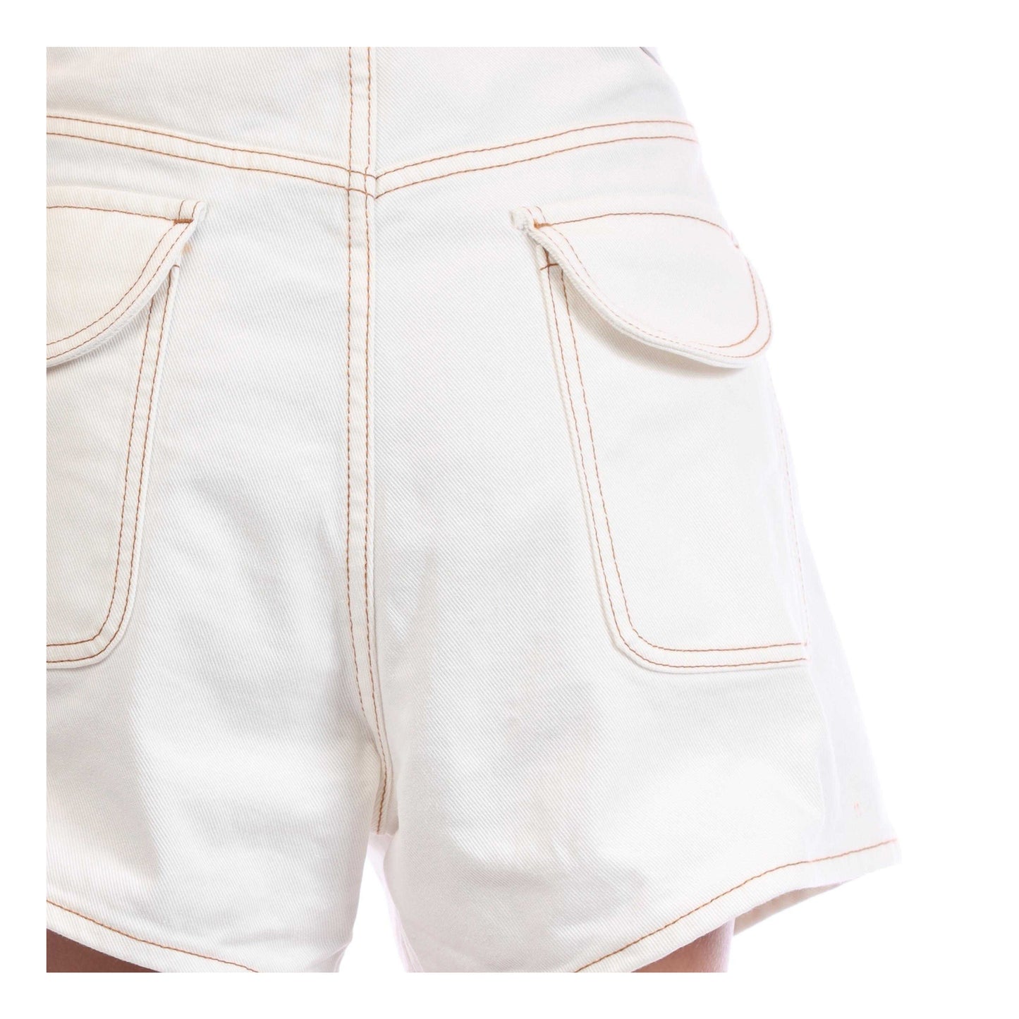 White - Side - Off White Womens-Ladies Denim Shorts