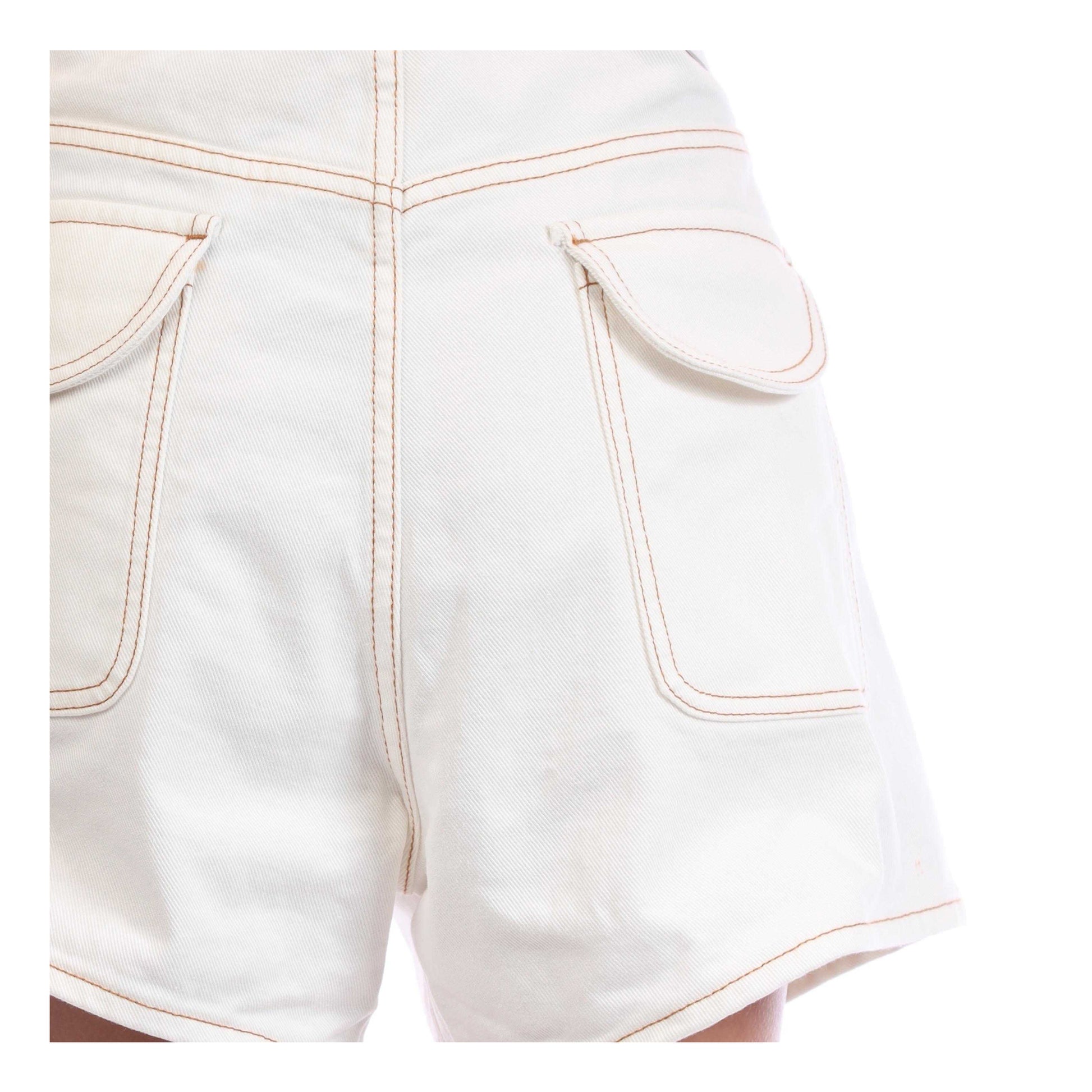 White - Side - Off White Womens-Ladies Denim Shorts