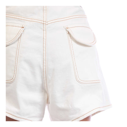 White - Side - Off White Womens-Ladies Denim Shorts