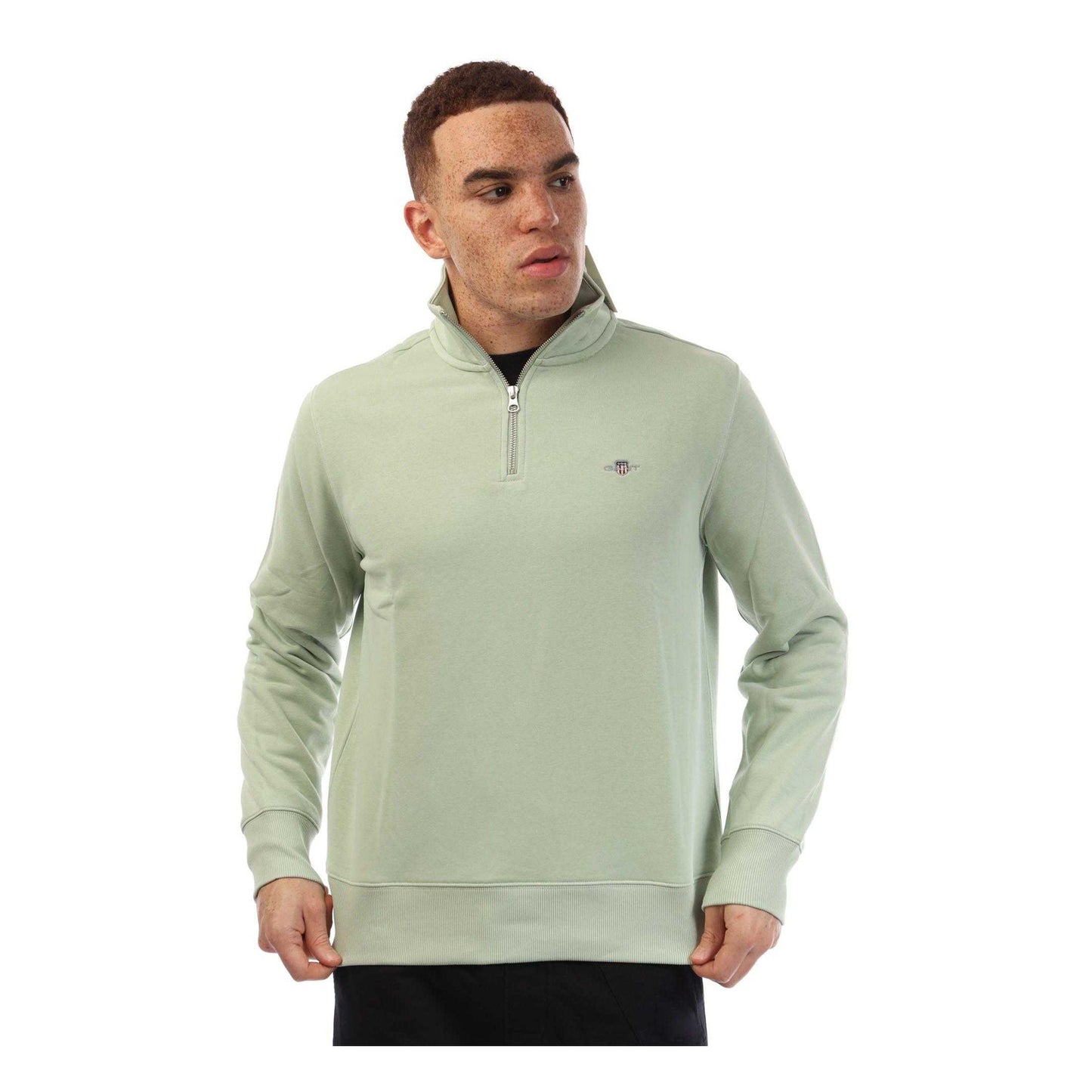 Green - Front - Gant Mens Shield Half Zip Sweatshirt