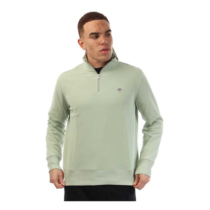 Green - Front - Gant Mens Shield Half Zip Sweatshirt