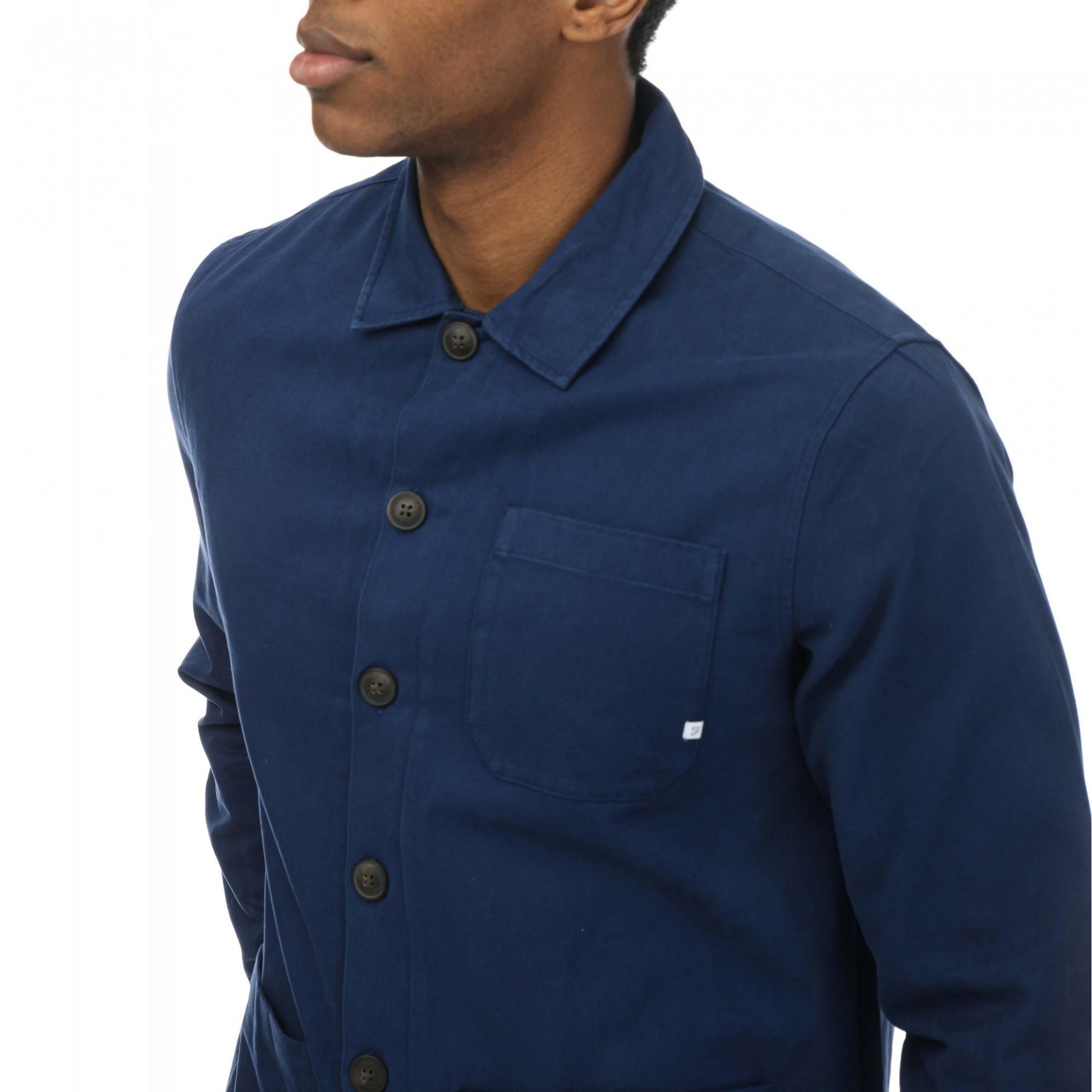 Navy - Side - Farah Mens Steffans Overshirt