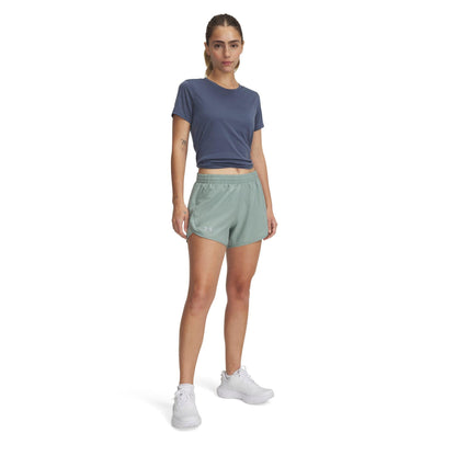 Green - Side - Under Armour Womens-Ladies Fly By Shorts