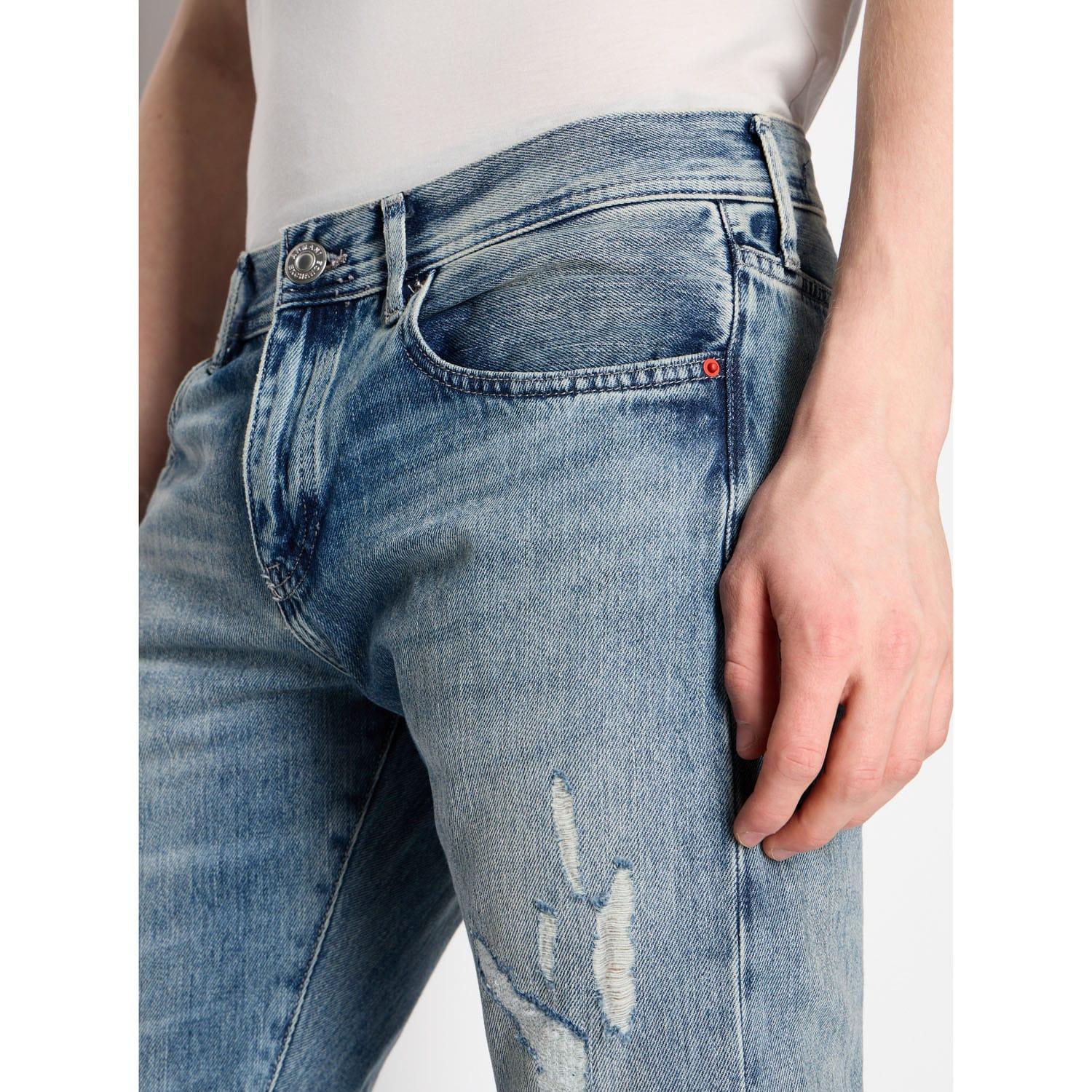 Indigo - Side - Armani Exchange Mens J13 Slim Jeans